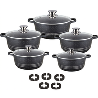 Batterie de cuisine classique 20 pièces en aluminium moulé sous pression avec revêtement en marbre et capuchon d'oreille en silicone Design écologique