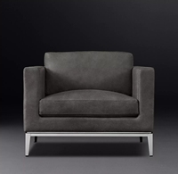 Chaise de salon nordique moderne en cuir avec bras et Base en métal de haute qualité