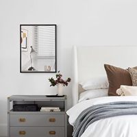 Miroir mural en alliage d'aluminium noir encadré Rectangle moderne cadre en métal miroir suspendu pour salle de bain chambre salon décor à la maison