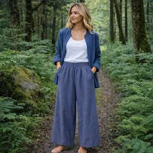 Fornitore di Alta Qualità di <span class=keywords><strong>Abbigliamento</strong></span> Femminile, Pantaloni Lunghi in Lino su Misura, Stile <span class=keywords><strong>Retrò</strong></span> Casual e Traspirante per Donne - Product Image 3