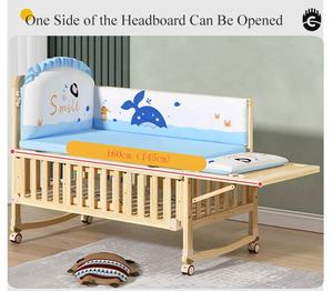 Lit bébé en bois à hauteur réglable en 3 niveaux, anti-moustiques, avec fonction de rangement, vente chaude - Product Image 3