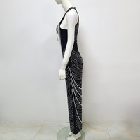 Femmes luxueuses et Sexy sans bretelles dos nu perle paillettes Extra longue robe noire élégante Banquet Club robe gilet