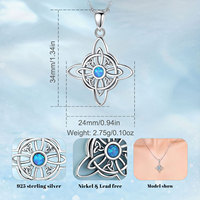 Collar con Colgante de Nudo de Bruja Celta de Plata de Ley 925 Merryshine, con Ópalo Azul Celta, para Halloween, Joyería Wicca