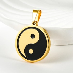 Collier Tai Chi en acier inoxydable pour hommes et femmes, pendentifs classiques <span class=keywords><strong>Yin</strong></span> <span class=keywords><strong>Yang</strong></span>, couleur argent et or, bijoux cadeaux, 1 pièce - Product Image 5