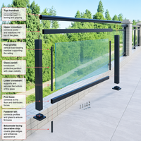 Modernes Glas-Balkongeländer Aluminiumrahmen-Balustrade Klares Paneel-Handlauf für Außentreppen und Terrassen