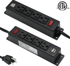 Barrettes d'alimentation standard américaines avec <span class=keywords><strong>4</strong></span> prises double interrupteur de surcharge USB prise d'extension cordon d'alimentation prise murale pour bureau/table/canapé - Product Image 2