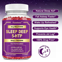 Gummies de soutien au sommeil profond à la mélatonine 6mg haute puissance, certifiées GMP, marque privée OEM, véganes, avec 5-HTP, L-Théanine et Magnésium