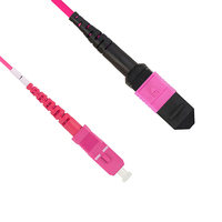 12 Core OM4 MPO/UPC Female-SC/UPC MM Multi Mode Tipe Rosa B 40Gbps untuk Pusat Data PON CATV FTTH Ruang Server 1-20m Panel Patch