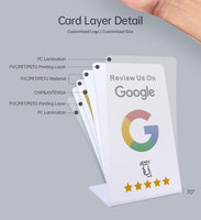 Support en acrylique transparent personnalisé avec menu de restaurant NFC Cartes de contrôle d'accès à code QR de Google Review