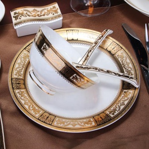 Luxury Ceramic Dining Room Sets <b>Dinnerware</b> Sets Gilding Relief Palace Porcelain Western Europe Party Hot Selling 52 Pieces - Product Image 2