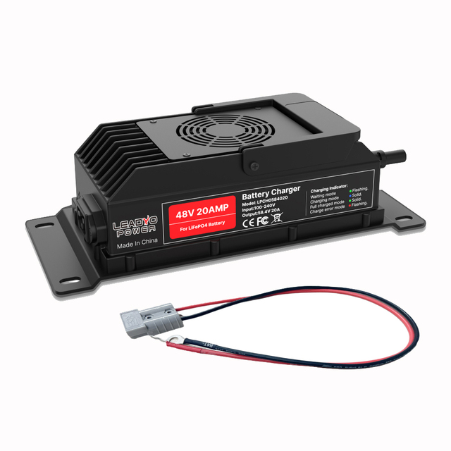 LiFePO4 Battery Charger 58.4V 20A Fast Smart Charging with  Connector & M8 Adapter, for Electric Vehicle/Golf Cart