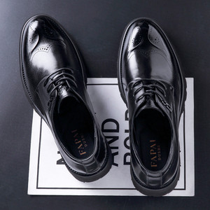 Fapai Dushi Men's Black Leather Dress Shoes Lace Up Brogue Formal Office <b>Work</b> Business Casual Summer Style - Product Image 3