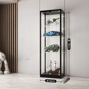 Modern <strong>Customizable</strong> Glass Floating <strong>Shelf</strong> <strong>Unit</strong> with 5 <strong>Shelves</strong> Pre-Assembled for Outdoor Use for &amp; LED Light - Product Image 5