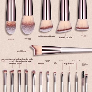 Ensemble de 18 pinceaux de maquillage, poils en nylon, manche en bois, kit pour poudre visage, blush, fard à paupières, anticernes - Product Image 3