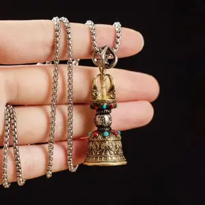 Латунный пятисторонний бриллиантовый колокольчик, тибетский волшебный кулон, демон-сабдуинг, Алмазный пестик, в стиле хип-хоп