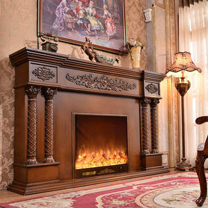 <span class=keywords><strong>Chimenea</strong></span> Eléctrica Contemporánea de Madera Marrón con Marco de <span class=keywords><strong>Chimenea</strong></span> Falso de Madera - Product Image 3