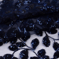 Tissu en dentelle à sequins brodés en maille élégante de haute qualité, 100% polyester, 210 g/m², 125 cm, pour robe de mariée
