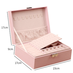 Boîte à <span class=keywords><strong>bijoux</strong></span> rectangulaire grande capacité multi-couches <span class=keywords><strong>pour</strong></span> boucles d'oreilles, colliers, bagues, en cuir PU, organisateur de rangement et d'exposition de <span class=keywords><strong>bijoux</strong></span> amovible - Product Image 3