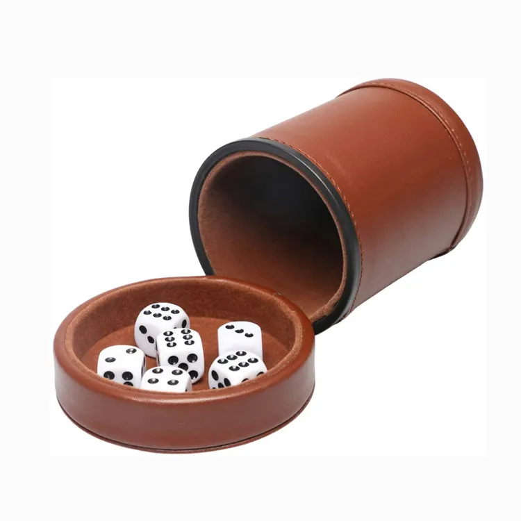 Wholesale Yahtzee Dice Cups Leather With Lid Leather Dice Shaker Cup Set