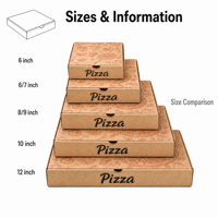 Boîtes à pizza en kraft de qualité alimentaire imprimées sur mesure, à emporter, 7-18 pouces, vente en gros