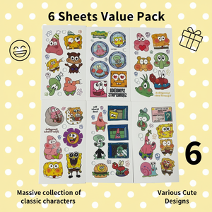 Cute SpongeBob Patrick Star Cartoon <b>Temporary</b> Tattoos Kids Birthday Party Decoration Stickers Safe Non Toxic Tattoos - Product Image 3