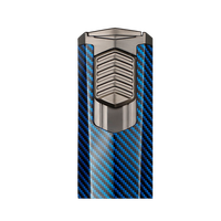 Briquet à cigare GUEVARA en fibre de carbone, 3 jets, flamme bleue, torche coupe-vent, perforateur à cigare intégré, rechargeable au gaz butane