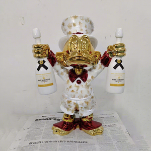 Escultura de Lujo Cromada de Scrooge McDuck, Escultura de Pato de Dos Botellas con Electroplacado Colorido, Figura de Dibujos Animados, Escultura Pop Art - Product Image 1