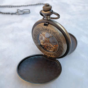 <span class=keywords><strong>Montre</strong></span> de poche mécanique antique WAH03 <span class=keywords><strong>à</strong></span> double mouvement, boîtier en bronze pour homme - Product Image 4