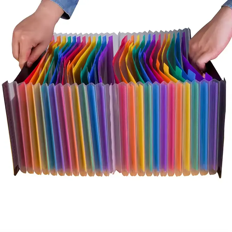 26 pochettes accordéon en plastique Document Papier Coupon Bill Reçu Boîte de classement Expansion Fichier Dossier Organisateur pour Documents