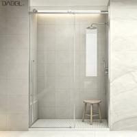Porte de douche coulissante double sans cadre en verre trempé et aluminium pour hôtel et maison, cabine de douche en verre 3/8 5/16 pouces