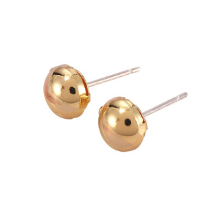 Postes Redondos de Plata S925 con Tapa para Fabricación de Pendientes, Accesorios de Joyería Metálica, Color Blanco KKC Dorado - Product Image 5