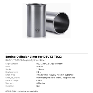Oferta especial: Camisa de cilindro de motor de alta calidad 2026 para DEUTZ TD22 3409020 - Product Image 2