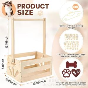 Panier de rangement en bois pour vêtements d'animaux avec poignée, 2 niveaux, rectangulaire, multi-usage, pour jouets et vêtements de chien, rangement chambre et salle de bain - Product Image 5