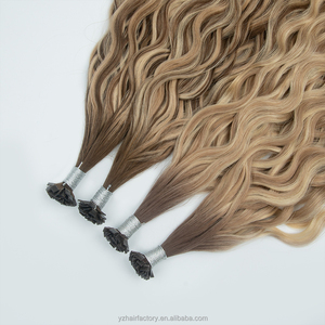 Hot Sale Natural Wave Wholesale Price Cuticle Aligned Hair Double Drawn Russian Hair Curly Pro-bonded <b>K</b>-<b>tip</b> Hair <b>Extensions</b> - Product Image 3