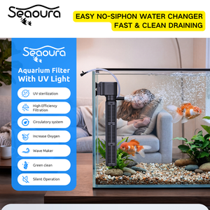 Filtre UV interne Seaoura SR-706 pour aquarium, pompe submersible silencieuse à 2 étages avec <span class=keywords><strong>aérateur</strong></span> à éponge biologique pour réservoir de 100G - Product Image 1