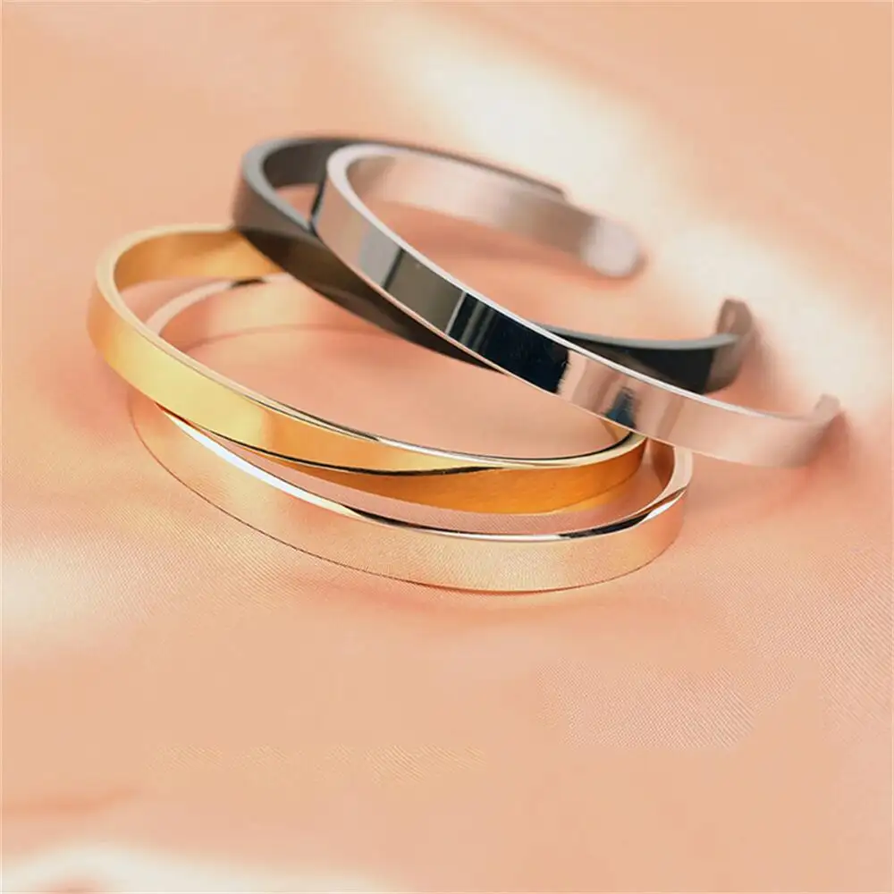 Pulseira de punho em branco de moda personalizada banhada a ouro a vácuo aceita pulseira de punho ajustável gravada personalizada