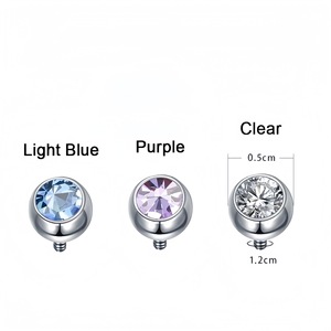 G23 <b>Titanium</b> Navel <b>Stud</b> Double-Ended Zircon Ball 8mm Piercing Jewelry For Belly Button Body Jewelry - Product Image 4