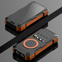 Batterie externe solaire pour la randonnée en plein air, 20000mAh, charge rapide PD22.5W, charge sans fil 15W, USB Type-C, écran LED, chargeur d'urgence portable