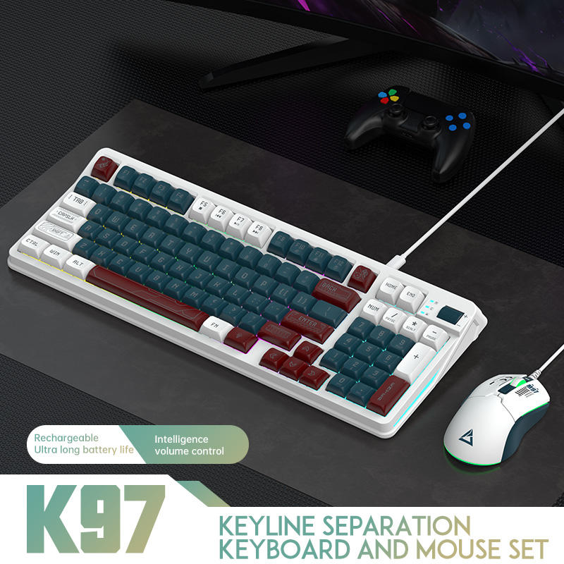 Clavier et souris Lumière Arc-en-ciel Bleu et Blanc