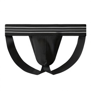 Men Lace Breathable Mesh G String Underwear Mid Rise Briefs Striped Waistband Cotton Blend Quick Dry Gym Sports Wear - Product Image 1