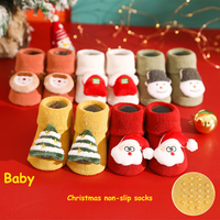 Haute qualité enfants coton enfant en bas âge semelle antidérapante chaussures chaussettes Offre Spéciale bébé nouveau-né hiver chaud thermique noël poignée chaussettes de sol