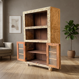 La Mejor Colección de Librerías Altas de Madera Reciclada Tallada a Mano, Estantería Antigua de Arte del Himalaya - Product Image 4