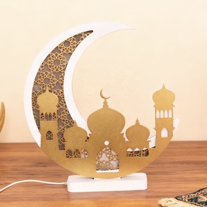 <strong>Ramadan</strong> Light Decor Muslim <strong>Gifts</strong> Gold Moon Shape <strong>Mubarak</strong> Home Decor Lights Acrylic Wooden Led Light for Lamps Home Decor Luxury - Product Image 2