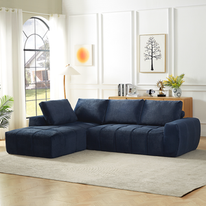 Luxury Faux Fur L-Shaped Sectional <b>Sofa</b>, Oversized Minimalist <b>Sleeper</b> Couch, No Assembly, Ideal for Living Room & Apartment - Product Image 5