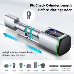 APP Fingerprint Lock Euro Cylinder Electronic Smart Door Lock RFID Card Bluetooth Digital Keyless Entry Smart Home Lock