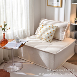 Sofá Cama Cuadrado Sherpa con Respaldo Acolchado, Sin Brazos, de Una Plaza, Relleno de Espuma, Cómodo, Estilo Escandinavo para Sala de Estar - Product Image 4
