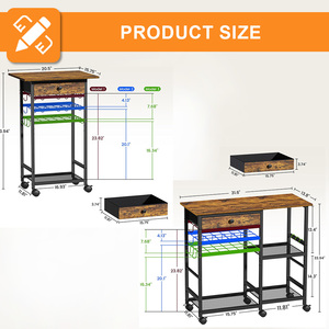 Étagère de <span class=keywords><strong>cuisine</strong></span> à 4 niveaux pour micro-ondes, chariot de rangement sur roulettes, hauteur réglable, en métal brun rustique, style <span class=keywords><strong>boulanger</strong></span>, pour usage utilitaire en <span class=keywords><strong>cuisine</strong></span> - Product Image 2