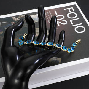 Pulsera de tenis con gemas ovaladas de colores para mujer – Pulsera de eslabones de cristal chapada en oro, joyería de moda, regalo, pulsera para fiesta - Product Image 6