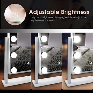 Modern Metal Frame Touch Sensor Switch <b>Tabletop</b> Cosmetic <b>Mirror</b> with HD Glass LED Bulbs Custom Style Design - Product Image 4