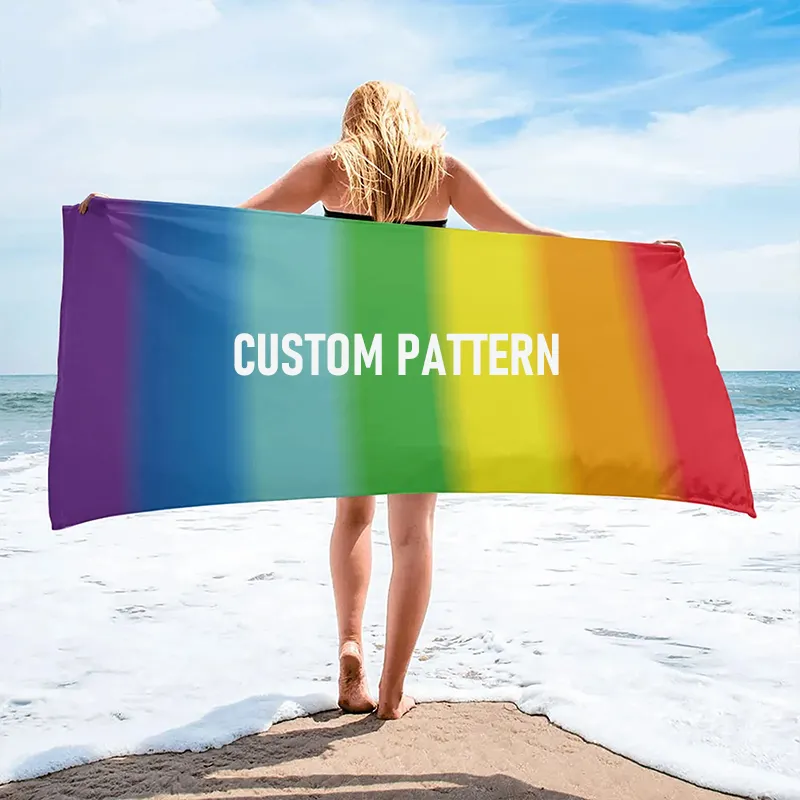 Towel China Factory Free Sample Custom Design Quick Drying Sand Free Both Side Printing Beach Swim Towel handtuch Beach Towel